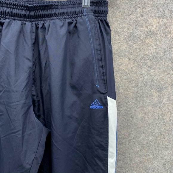 Adidas Sweatpants Men Large Blue Navy Athletic Outdoors Polyester Gym Vintage - Picture 3 of 13